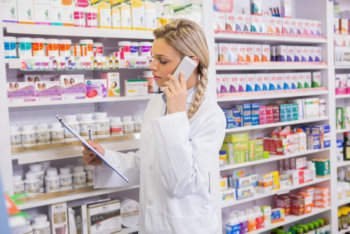 pharmacist taking a call